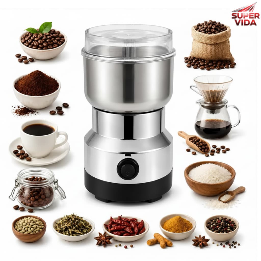 Moedor Multifuncional de Café Elétrico 127V/220V 8 Lâminas 240W 41000RPM Aço Inox para Café Especiarias