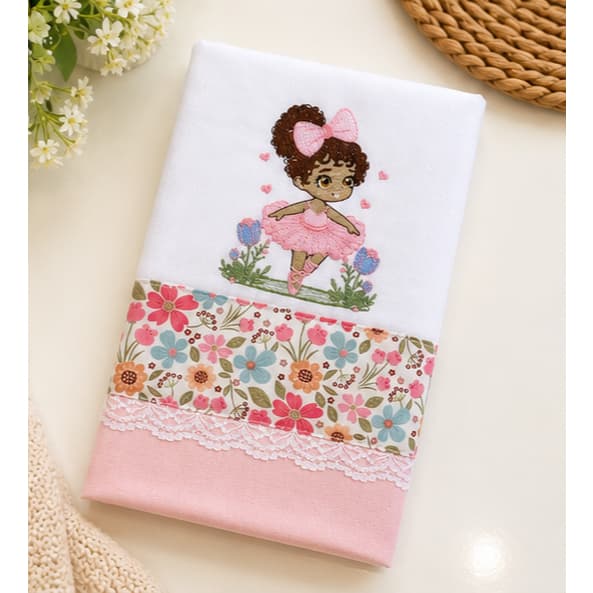 Fralda de boca unidade menina menininha flor bordado babete boquinha menina pano duplo
