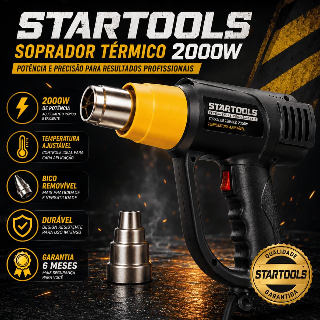 Soprador Termico Potente 2000W Com Bico Removivel Temperatura Ajustavel 127V