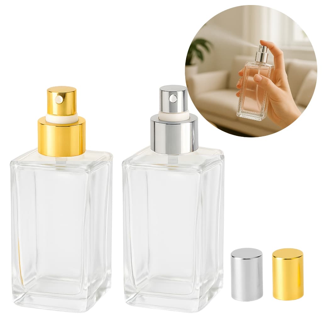 02 Frascos De Vidro 250 Ml Retangular Square Home Spray Luxo