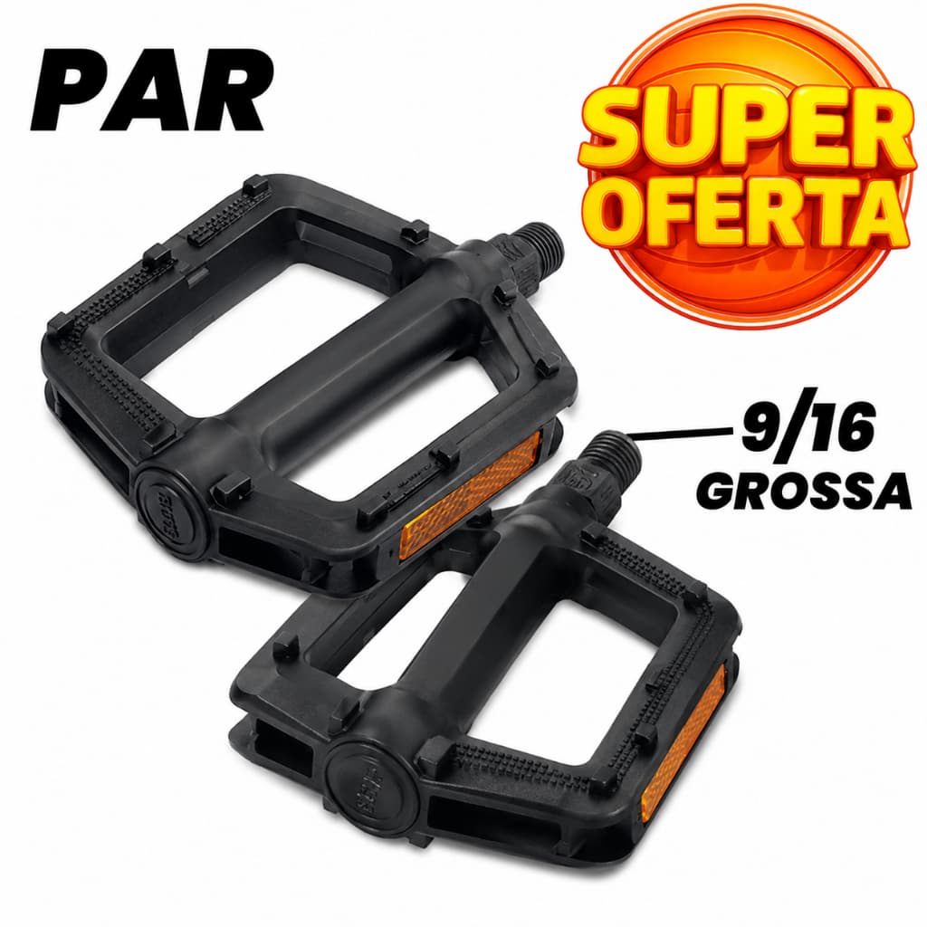 Pedal Bike Plataforma 9/16 Nylon Rosca grossa C/ Refletor