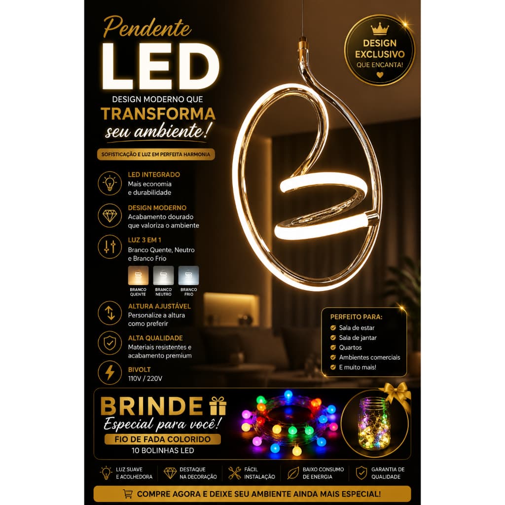 PENDENTE ESPIRAL LUXO