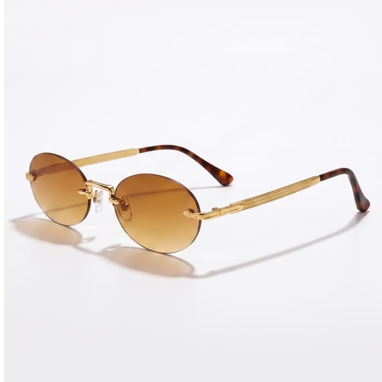 Óculos De Sol Y2K Sem Aro Oval Moda Gringa Retrô Vintage Unissex UV400 Metal