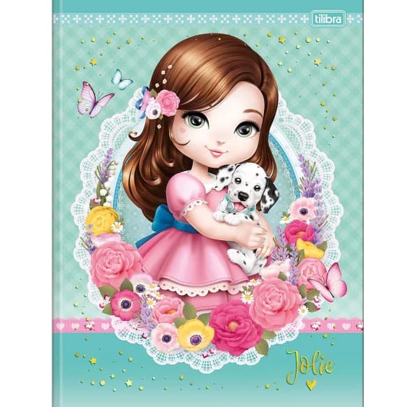 Caderno Jolie 80 Folhas Brochura Costurado Grande Capa Dura - Tilibra - 01 Unidade
