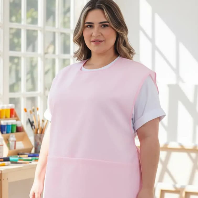 Avental Plus Size Com Amarração Lateral Bolsos Oxford Grande