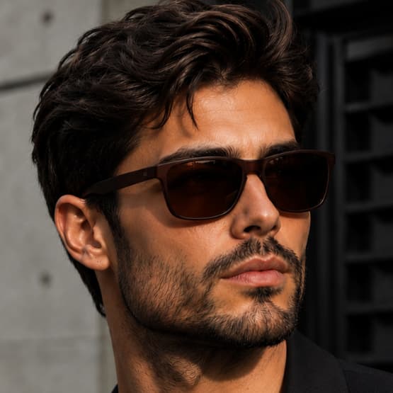 Óculos de Sol Quadrado Estilo Justin Marrom Quadradinho Acetato Masculino Proteção UV400 Envio Imediato