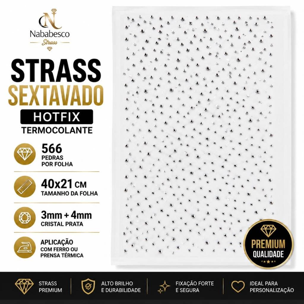 Apliques de Strass Salpicado Prata Hotfix para Roupas– Ref. 566 | Brilho Intenso | Fácil Aplicação com Ferro de Passar