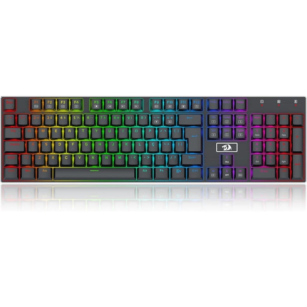 Teclado Gamer Mecânico Redragon Devarajas K556 RGB Switch Marrom USB Tipo-C ABNT2 Preto