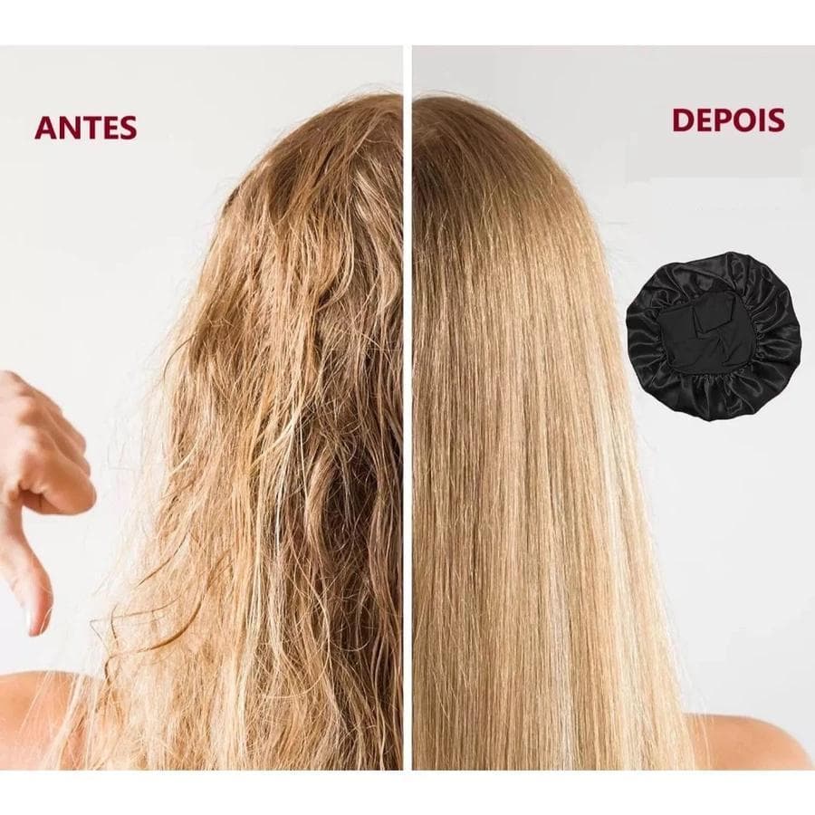 Touca de Seda Cetim Dupla Face Ajustável Anti Frizz para Dormir Proteção Unissex - Cabelos Cacheados e Lisos