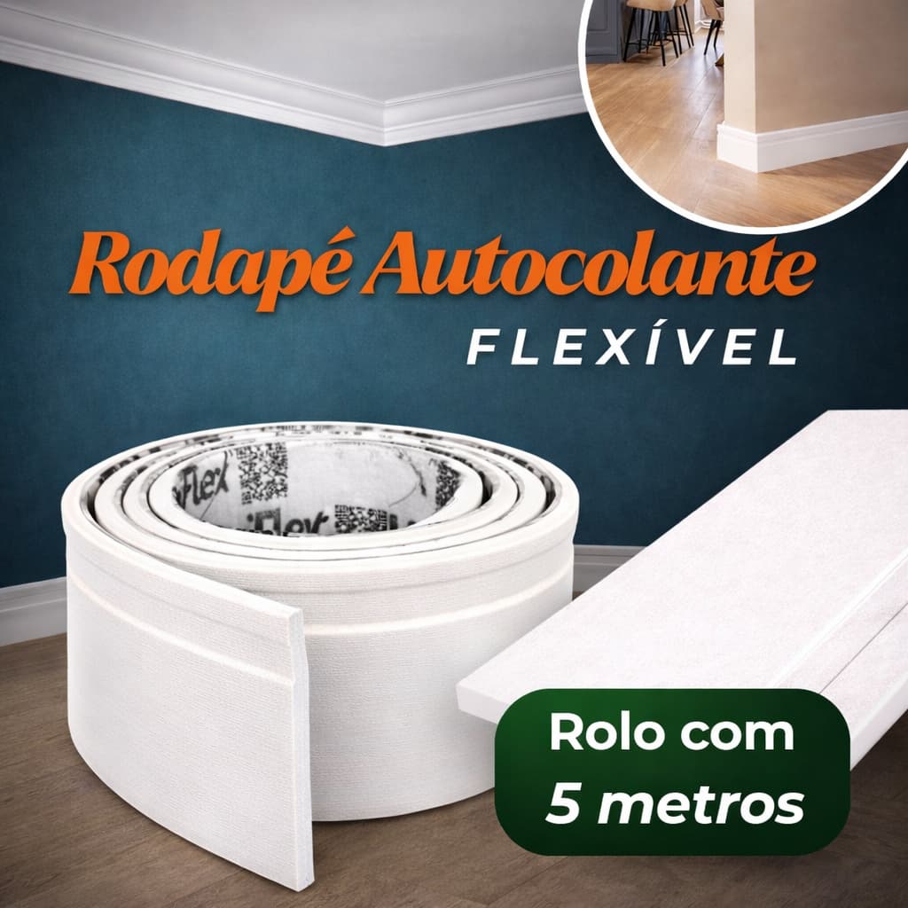 Rodapé Autocolante Adesivo 5 M Grande Premium Luxo Decoração Decorativo Parede Colar