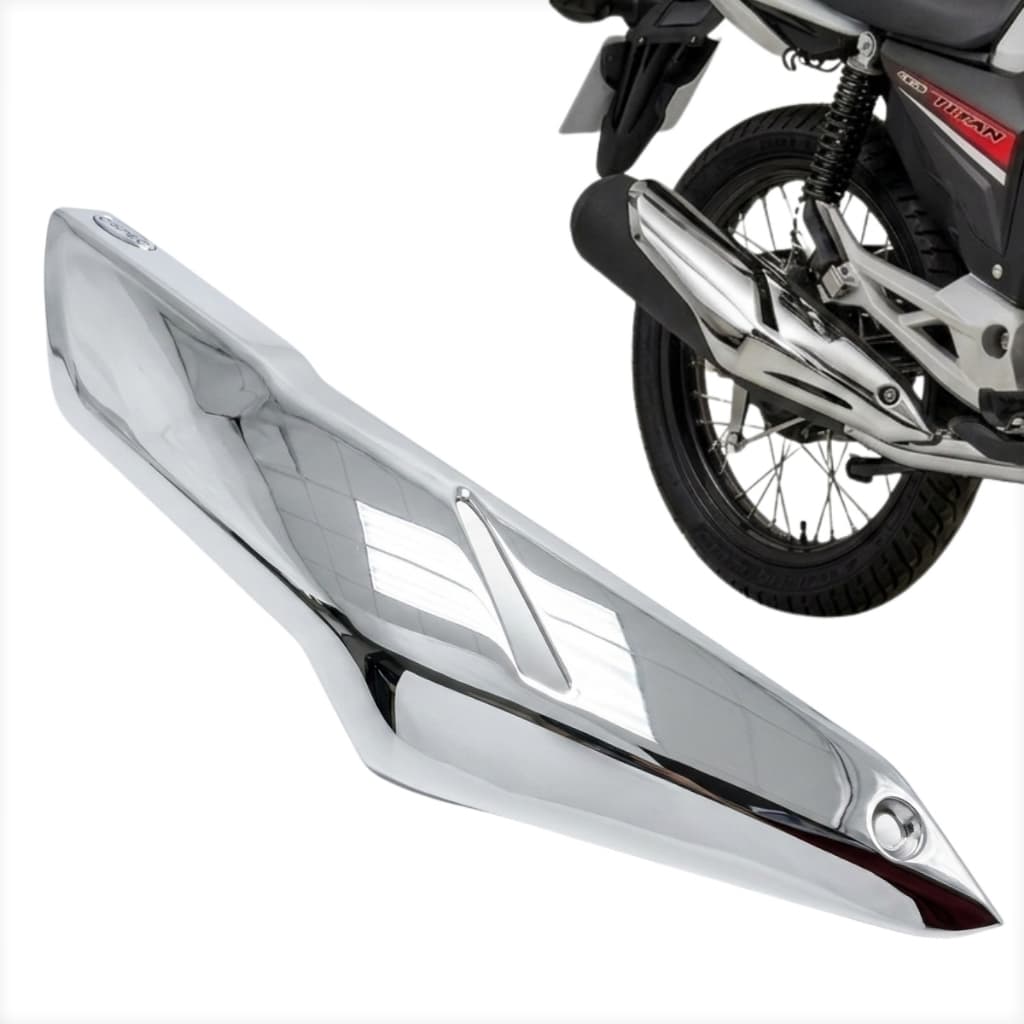 Protetor Escapamento Escape Latinha Moto Honda Cb Twister 250 Adaptado Todas Cg 160 2016 a 2024 Cromado