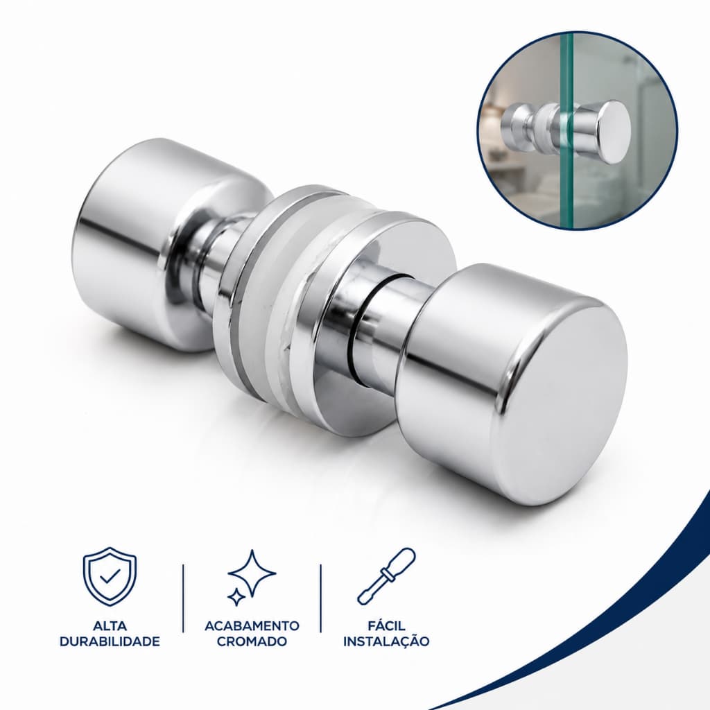Puxador De Metal Para Box De Vidro Banheiro Blindex Prata - Fast Vidros