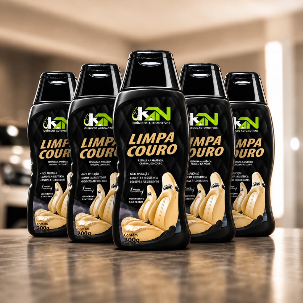 Limpa Couro Automotivo 200g KN – Hidrata, Restaura e Protege Bancos de Couro Kit  com 5