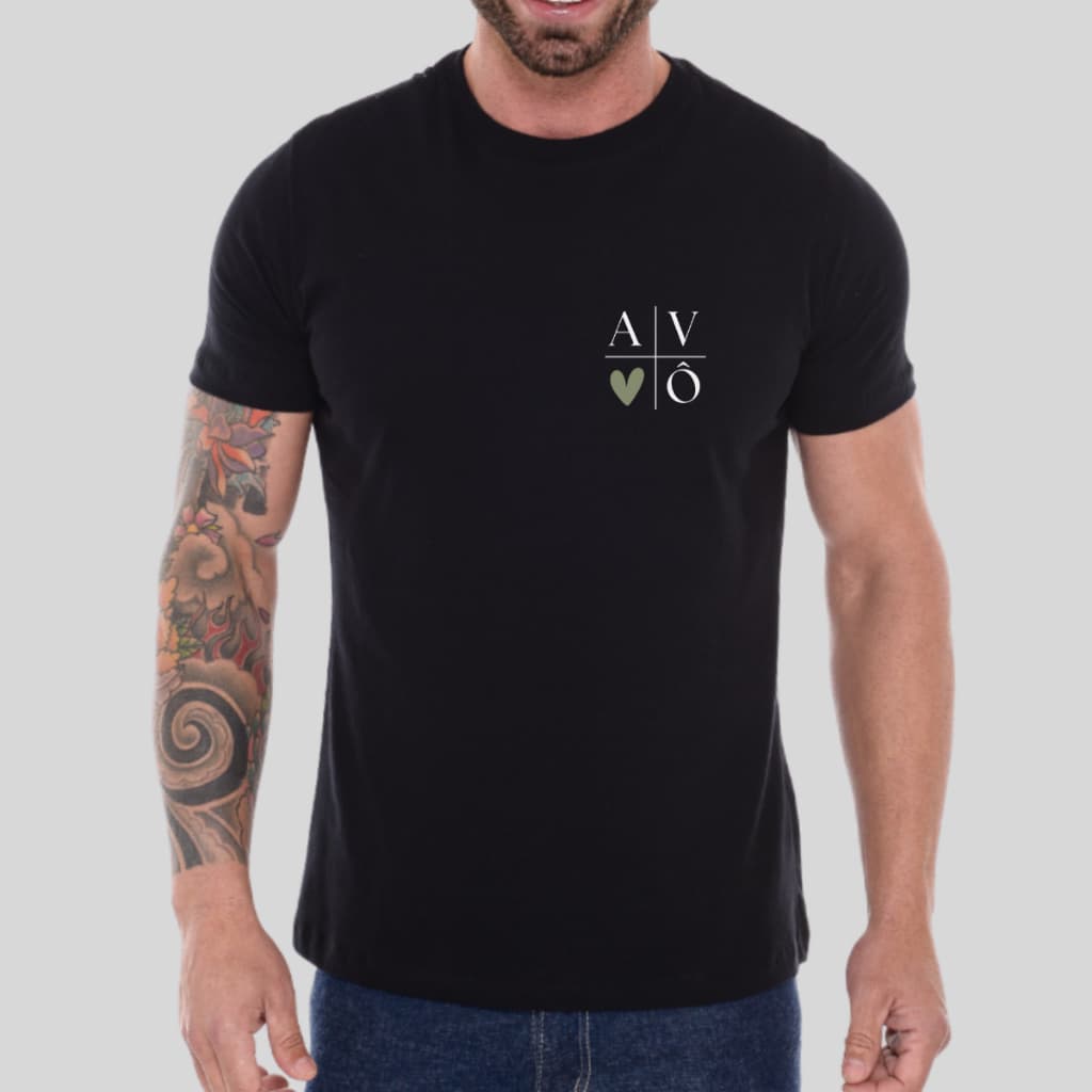 Camiseta Básica Masculina 100% Algodão Presente Dia Dos Pais Avô Coração