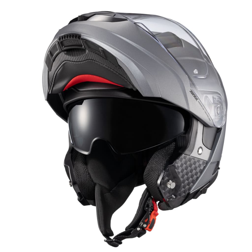 Capacete Texx Escamoteável Kratos Solid Titânio Fosco Capacete Modular Moto Original Dupla Viseira