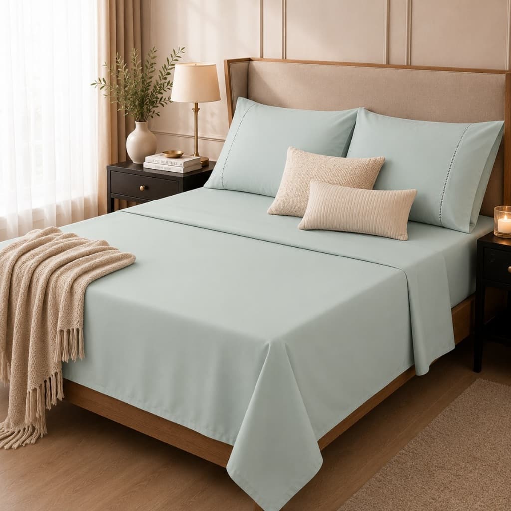 Lençol King 4 Peças 600 Fios Jogo de Cama Casal King Com Elástico 2 Fronhas Toque Macio Premium