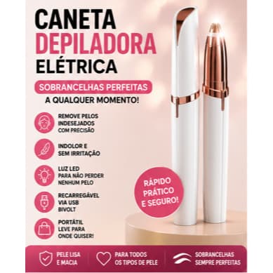 Caneta Depiladora Sobrancelha Elétrica Recarregável USB Aparador Facial Feminino (CORES SORTIDAS)
