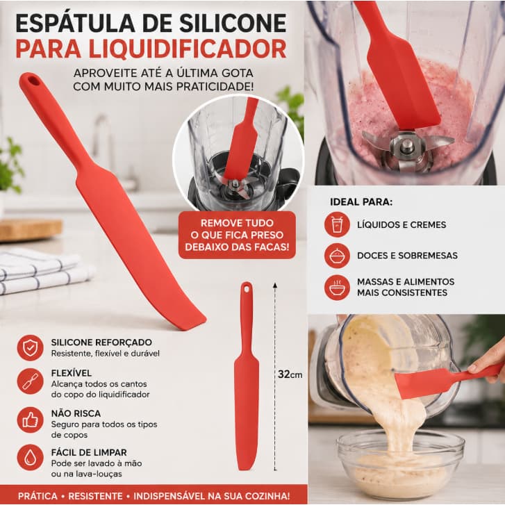 Espátula para Liquidificador 32cm de Silicone Resistente-Lyor