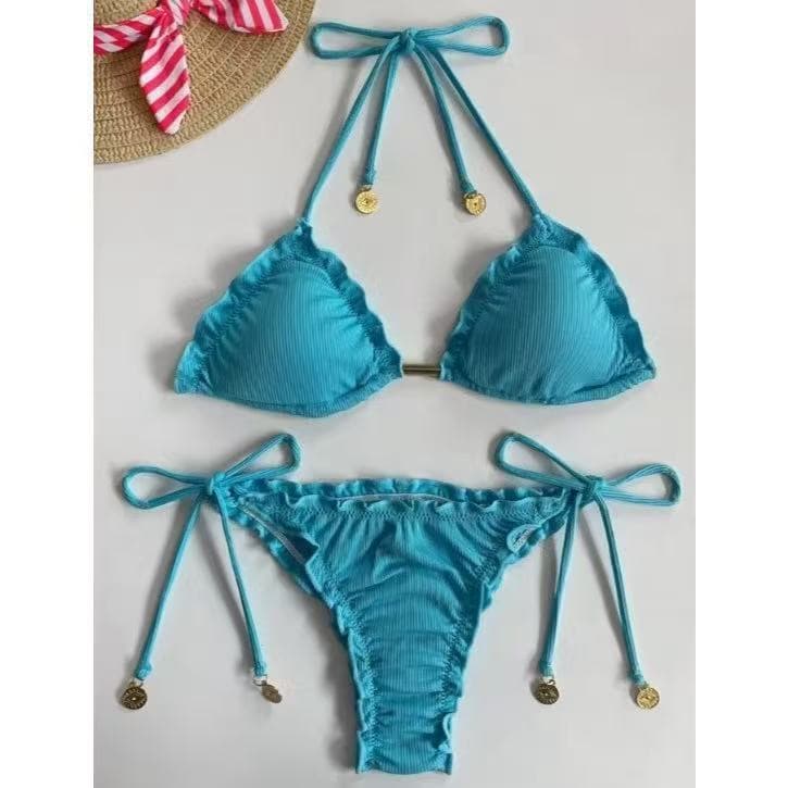 Biquíni Feminino Cortininha com Bojo Calcinha de Amarrar-8149-8103