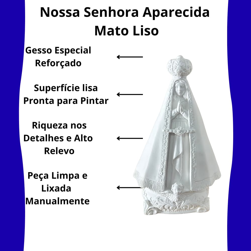 Imagem Nossa Senhora Aparecida 22 cm Gesso Padroeira Do Brasil