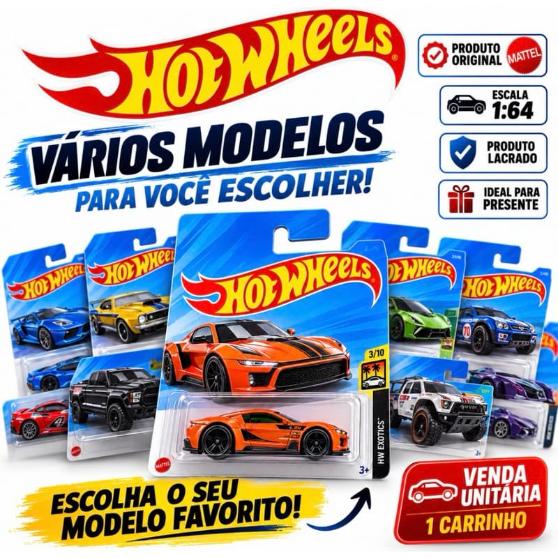 Hot Wheels Original Mattel Carrinhos Sortidos Miniatura 1:64 Colecionável