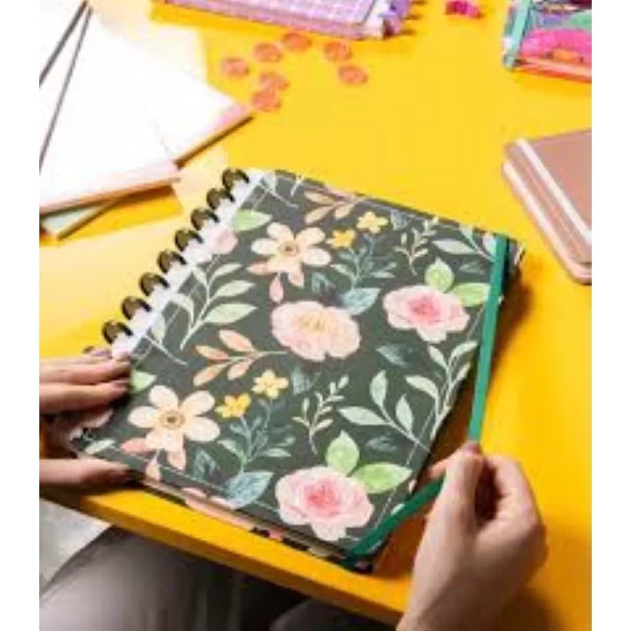 Caderno Disko Garden Grande G Capa Dura Disco Reposicionável Floral