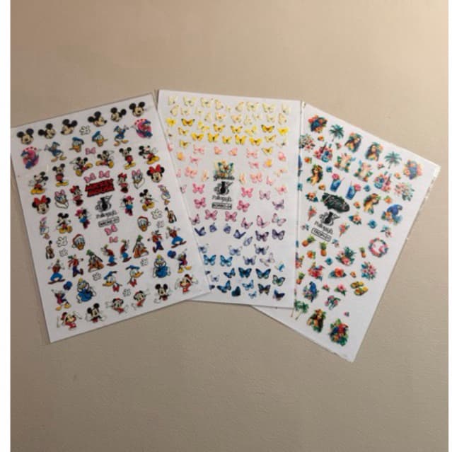 Adesivo de Unha 3D Cartela Mickey Borboleta Tropical Nail Art