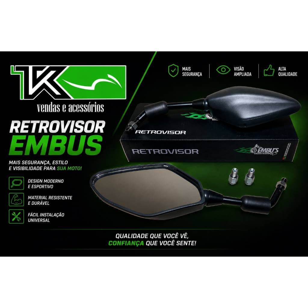 Par de Retrovisor moto Yamaha Mt03 Mt07 Mt09 Fazer Ybr Xtz Lander Xt660