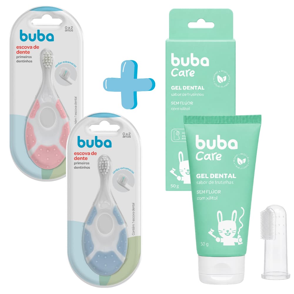 Kit Escova de Dente e Gel Dental Buba Primeiros Dentinhos