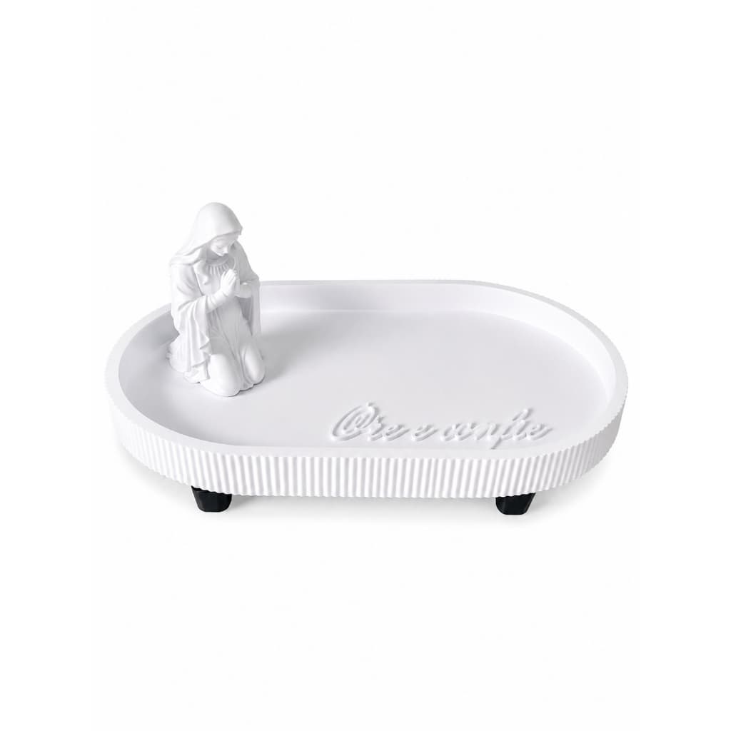 Porta Terço "Ore e Confie" com Imagem de Nossa Senhora | Impressão 3D | Decoração Religiosa