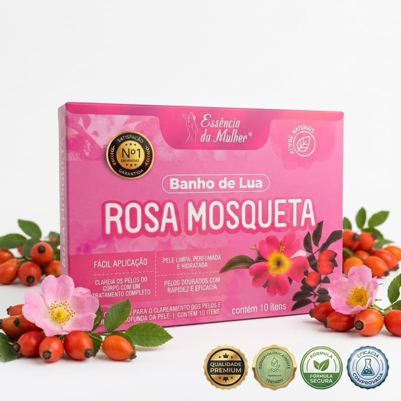 Kit Banho De Lua Rosa Mosqueta Essência Da Mulher Clareador De Pelos Corporal Completo Profissional