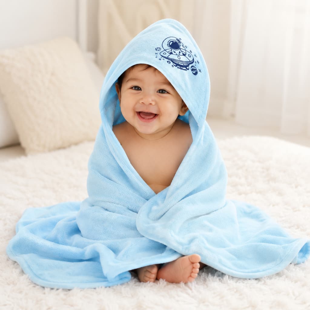 Toalha de Banho Bebê com Capuz Estampada 65x65cm Grande Menino Menina