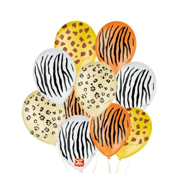 bexiga latex tema safari tamanho 9 festas festa surpresa temática bichos pacote com 25 balões