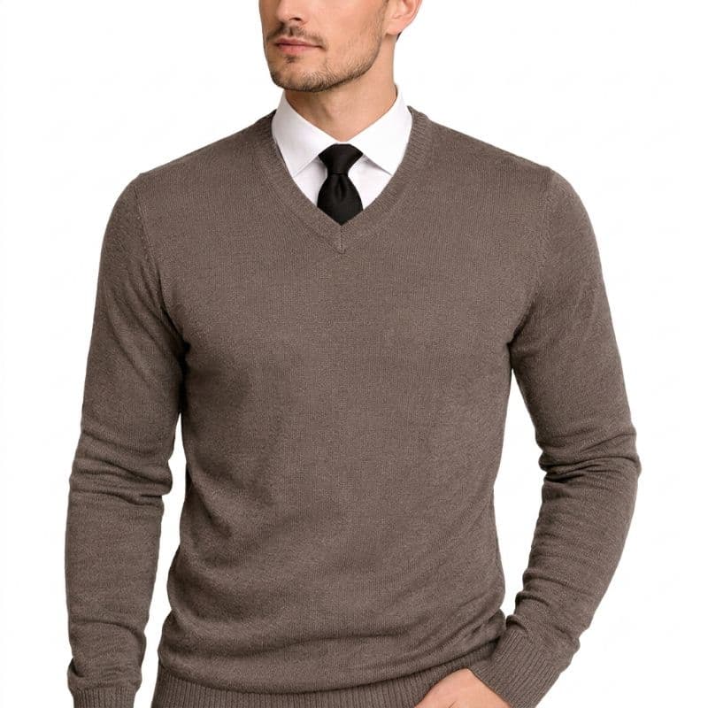 Sueter Masculino Trico Gola V Casaco Frio Blusa De Frio Manga Longa Inverno Sueter Slim Linha Confortavel Casual Luxo
