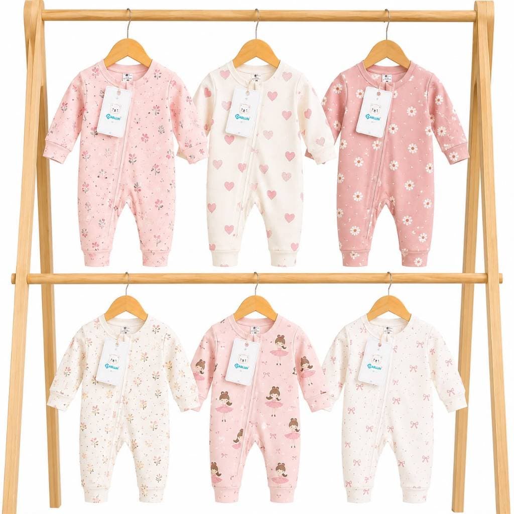 Kit 6 Macacões Bebê Infantil 100% Algodão para Menino Macacão com Zíper Vira Pé masculino