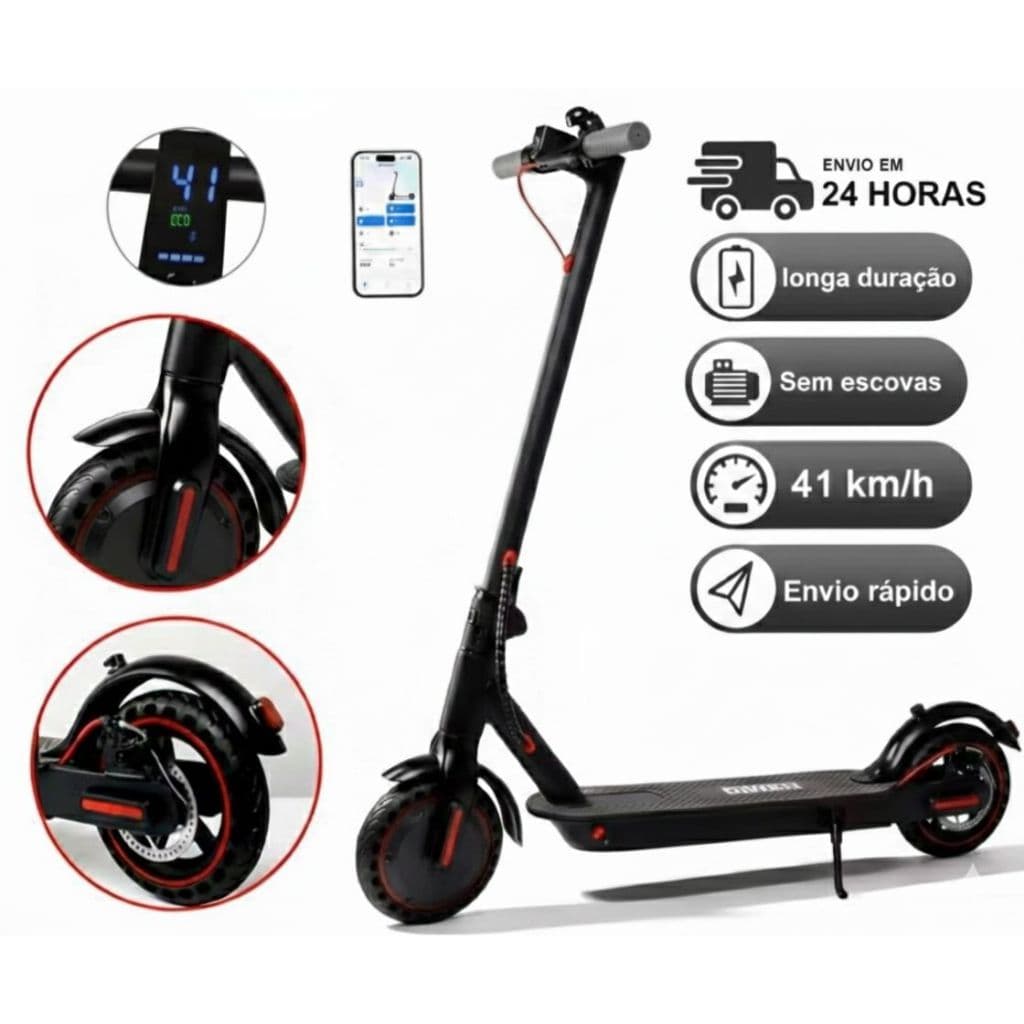 Patinete Elétrico Adulto 500W Potente Longa Autonomia Freio a Disco Bluetooth Dobrável