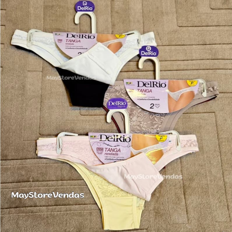 Kit de 2 calcinhas Del Rio TANGA RENDADA em microfibra Original ENVIO IMEDIATO