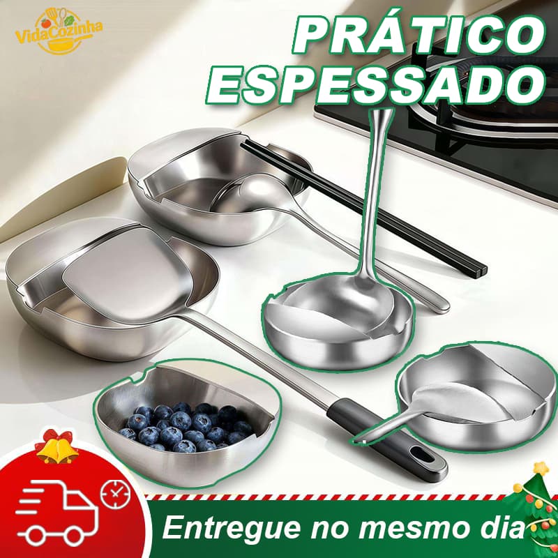 Apoio Descanso Para Talher Colher Espátula Concha Em Aço Inox 12X12cm Cozinha Organizada