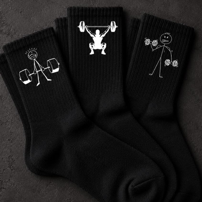 Meia Preta Kit com 03 Pares de Meias de Algodão Cano Alto Unissex Esportiva Treino Academia