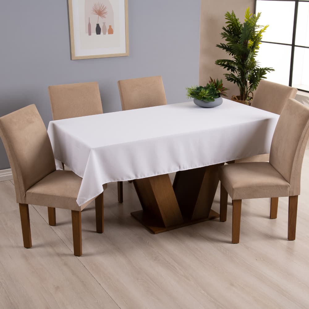 Toalha de Mesa Basic 1 Peça 1,45m x 1,40m 4 Lugares 100% Poliéster Tecido Oxford Liso