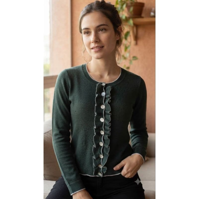 BRECHO Blusinha Verde em Lanzinha com Detalhes de Babados (Tamanho P)