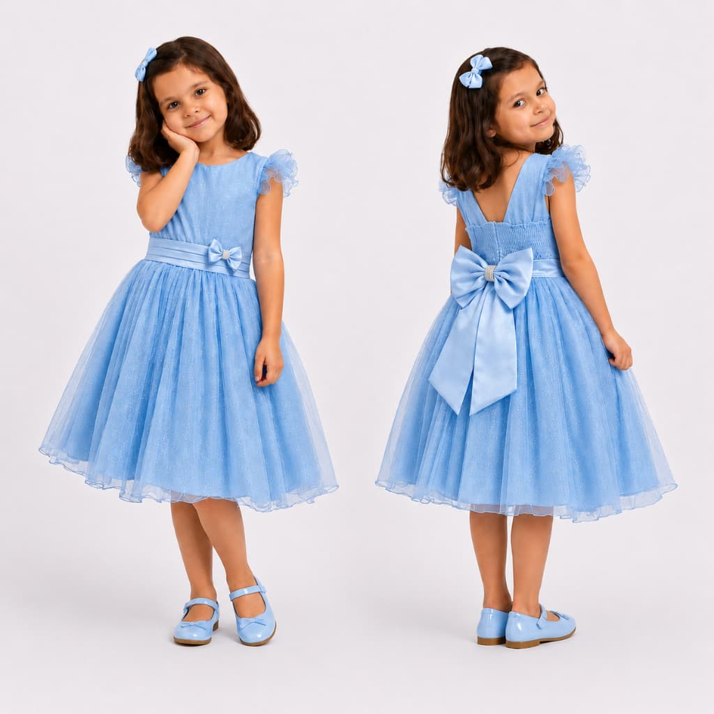 Vestido Infantil Festa Luxo Sophia Princesa  - Tule com Glitter + Brinde Laço Casamento PROMOÇÃO