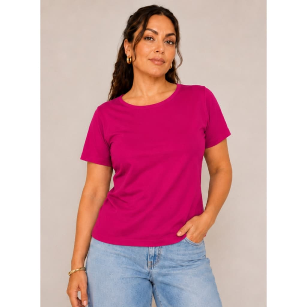 Blusa Feminina Viscolycra Premium Estilosa de Manga Curta Gola Redonda Confortável Tecido Macio