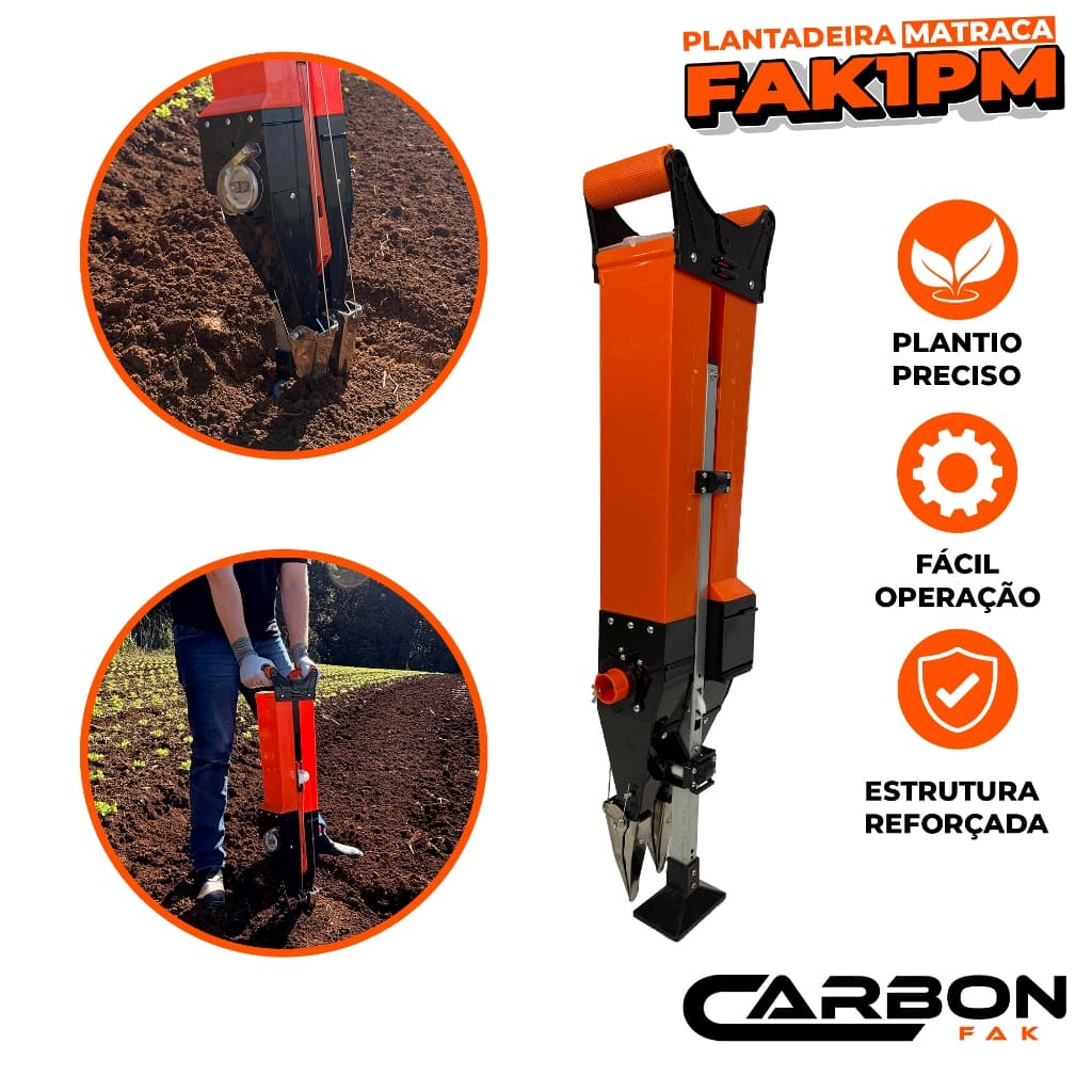 Plantadeira Adubadeira Semeadeira Semente + Adubo - Automática Matraca Carbon Fak