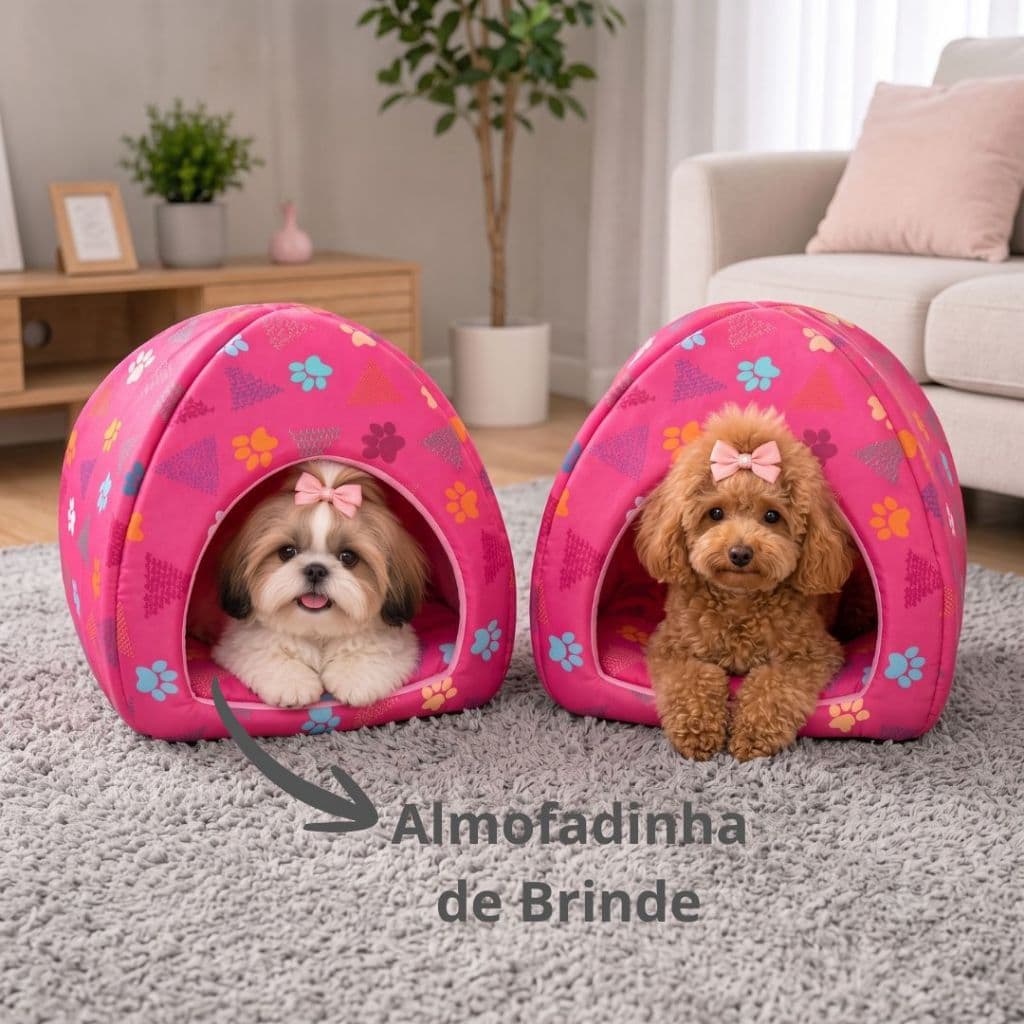 Kit 2 Camas Para Cão e Gato Pet Iglú Toca Cabaninha Lavável 2 em 1 Frio e Calor + Brinde