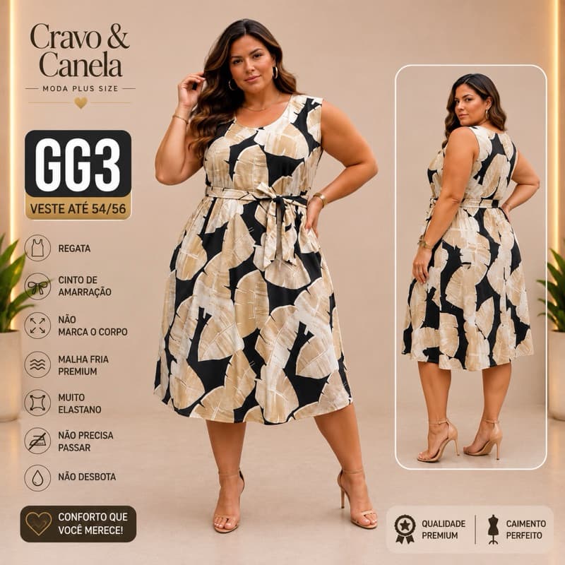 Vestido Plus Size Feminino Malha Fria G3 Alongado Leve Soltinho - Roupas Femininas Plus Confortável