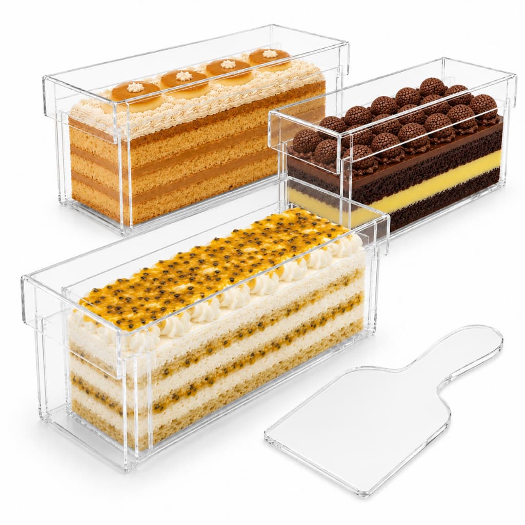 Kit 3 Forma Slice Cake 30x10x10 Acrílico Fatia Bolo Confeitaria Formas Cristal