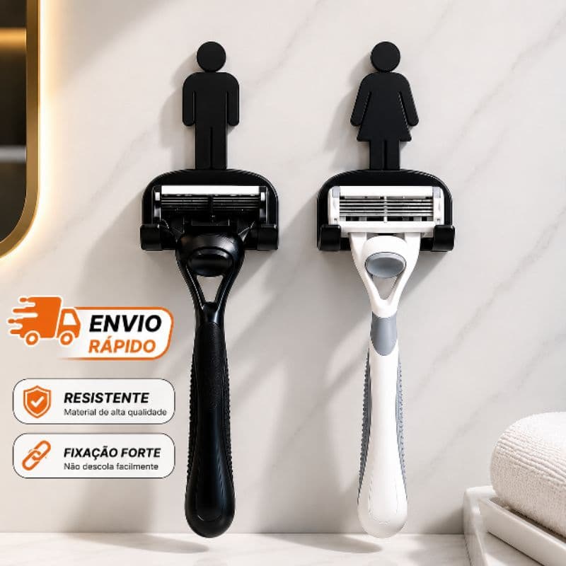 Suporte para Lâmina de Barbear Adesivo Organizador de Banheiro Porta Barbeador Parede