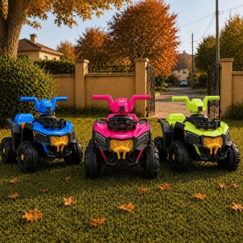 Quadriciclo Elétrico Infantil 6V Azul, Rosa e Verde Divertido e Realista para os pequenos pilotos