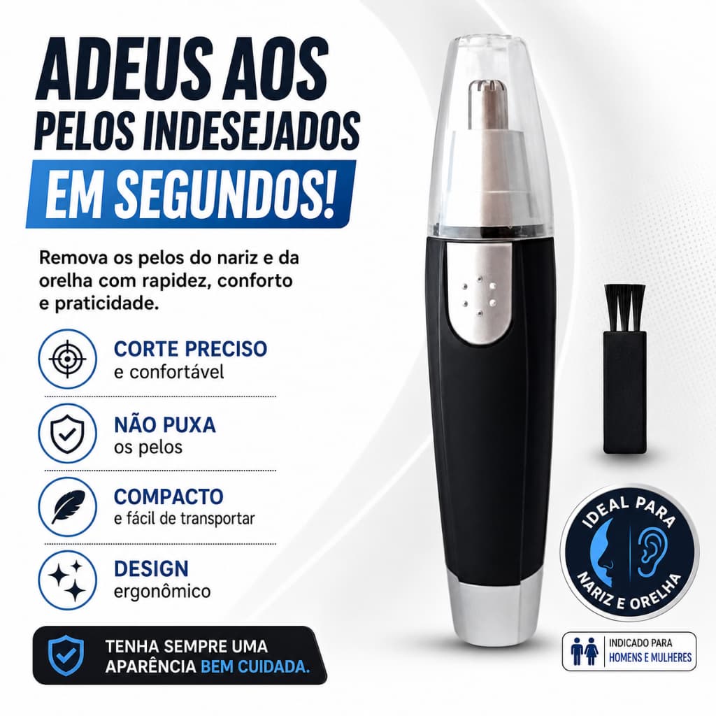 Aparador de Pelos Nariz e Orelha Elétrico Trimmer de Precisão Portátil Masculino e Feminino